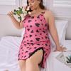 plus Size 5XL graphic print Sleeveless Women sling Nightgown Sexy lace V-Neck summer Sleepwear Female Nightwear Homwear Clothing
