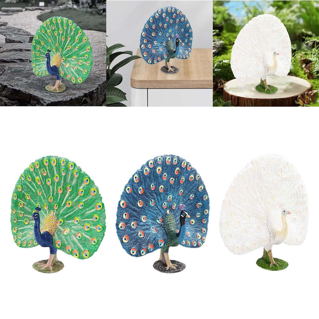 Wild Animal Figure Education Toy Preschool Decorative Realistic Peacock Model Handpainted for Office Home Decoration Children