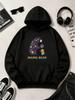 Men'S Black Hoodie - Floral Mama Bear with Puzzle Pieces Print Oversized Street Style Kangaroo Pocket Outdoor Sports & Daily Wear