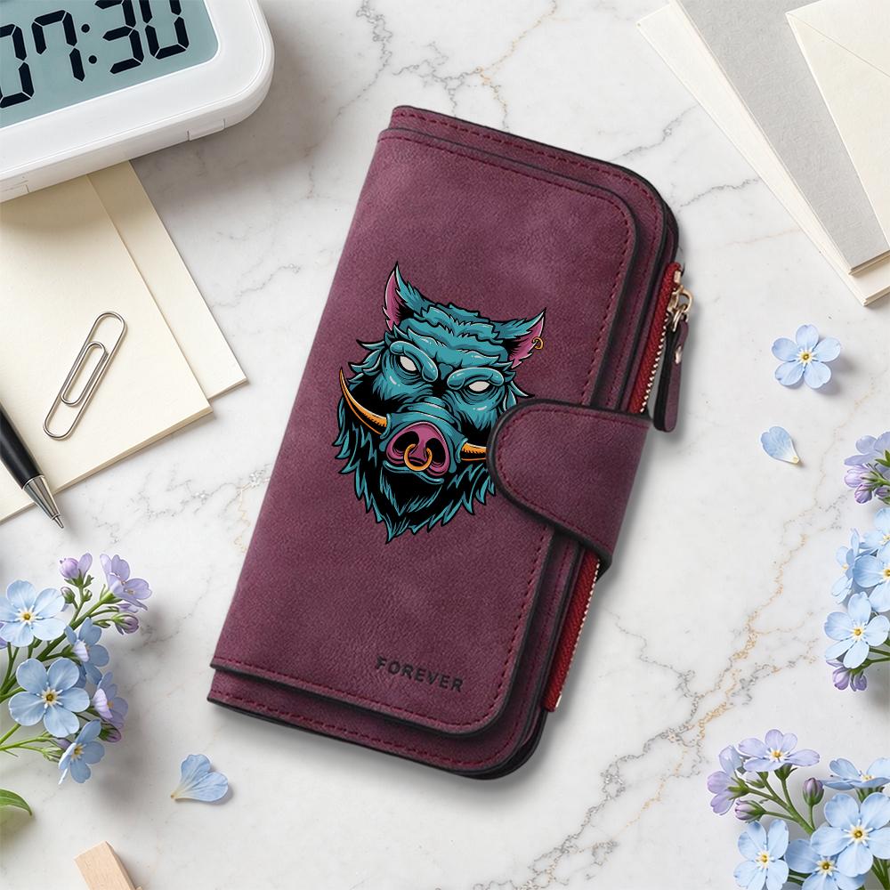 Cool Wild Boar Pattern Long Wallet Fashion Multi Slot Portable Forever Purse