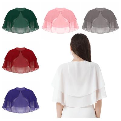 Women Elegant Chiffon Cover Up Shawl Cape Bolero Ruffle Wraps Accessory Party Wedding Jackets