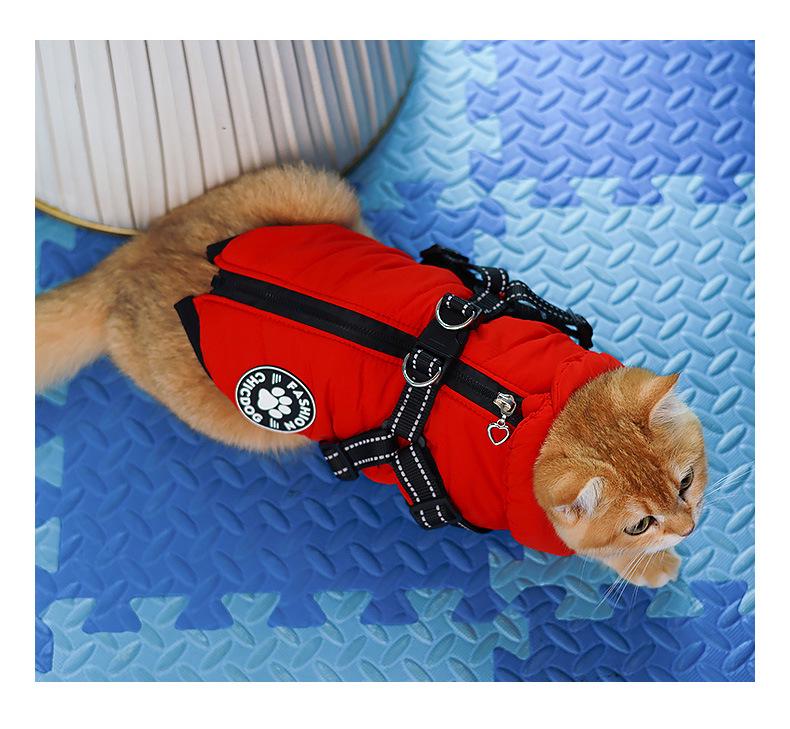 Cross-Border Traction Chest Winter Dog Coat: Thickened Cotton Puppy Vest for Snowy Days