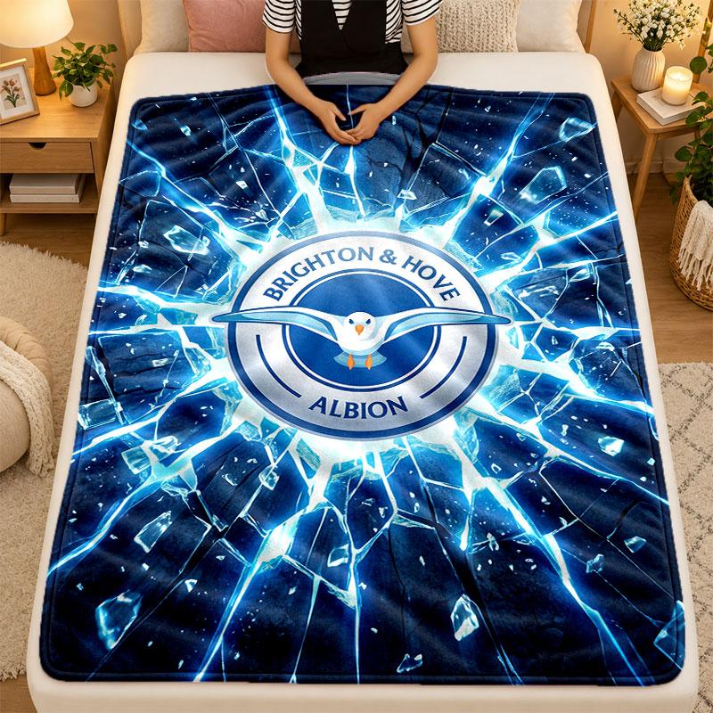 Flannel BlanketBrighton & Hove Albion Football Warm Soft Throw Blanket for Indoor Sofa Bed Living Room Use