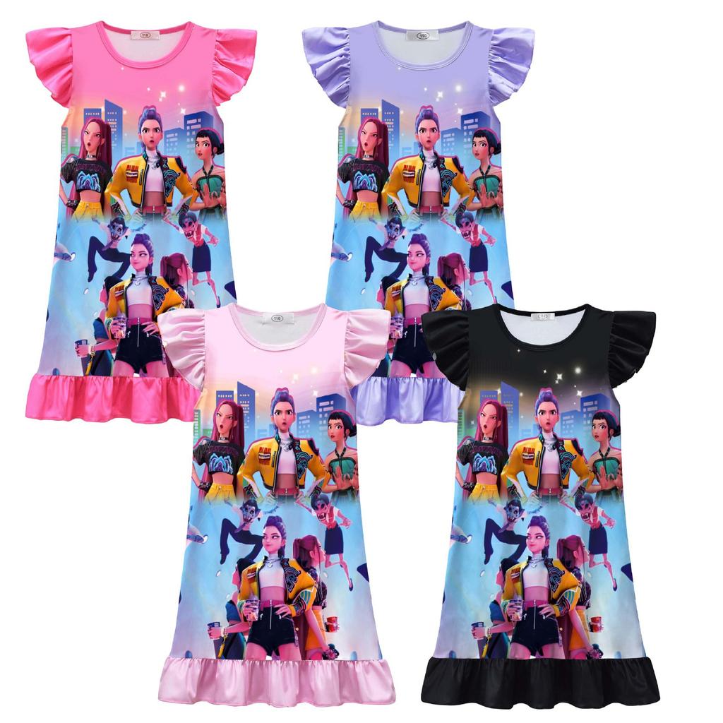 New Witch Hunt Group Printed Costume Medium University Boy Feifei Sleeve Ruffled Nightdress