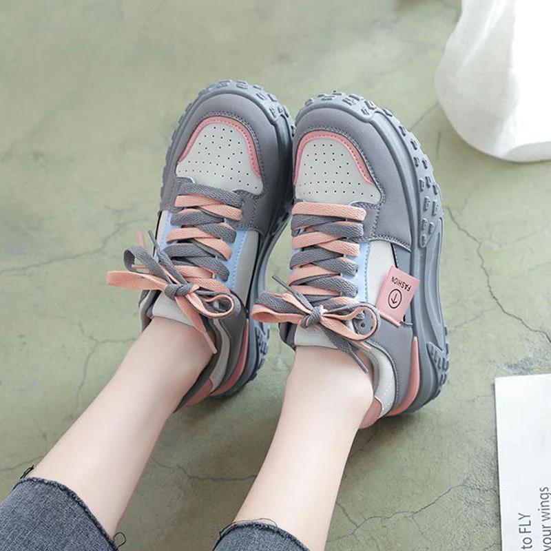 Fashion Athletic Lace Up Sneakers Running Sports Low Women Footwear High On Platform New In Autumn Offer Trends 2024 CasualLadies Shoes