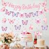 Butterfly Banner Spiral Set Happy 1st Birthday Party Decorations Kids Girls Favors Gifts Spring Butterfly Theme Hanging Pendant