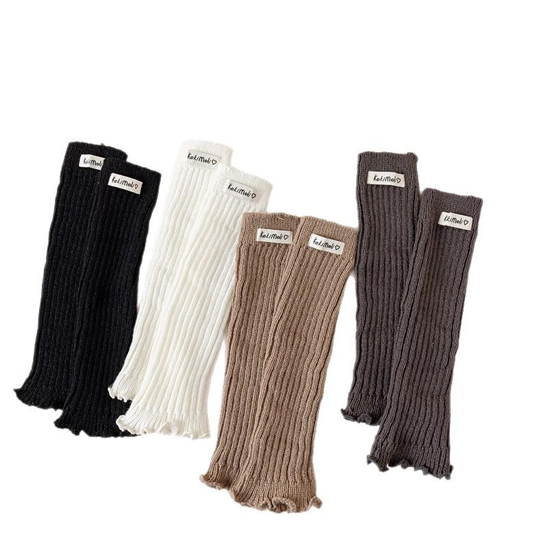 Girls' Ruffle Edge Knitted Leg Warmers - Thickened Scrunch Socks for Autumn & Winter