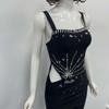 Elegant Rhinestone Slim Fit Evening Dress - European & American Style