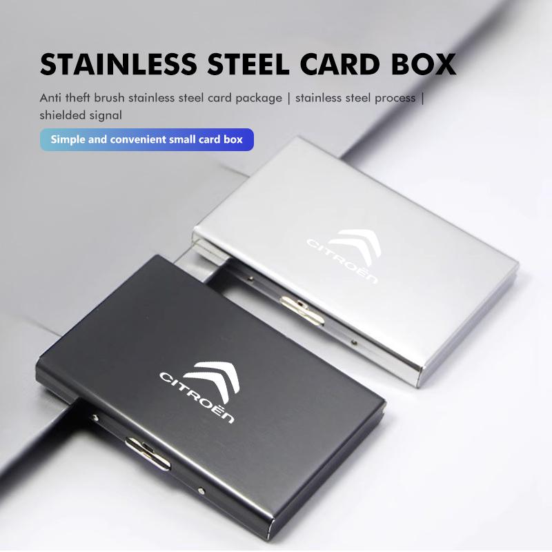 Car Logo Card Slot Stainless Steel Case Business Credit Holder For Citroen C4 C3 C5 C1 C2 C6 C4L DS3 DS4 Berlingo Picasso Jumper
