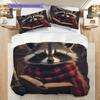 Magic Raccoon Pattern Bedding Quilt Set Quilt Cover Pillowcase Home Decoration Birthday Gift (1 * duvet cover + 2 * pillowcase, without core)