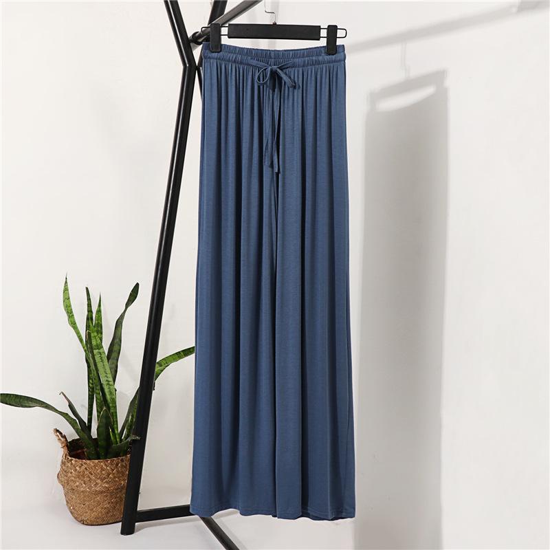 Pantalon large taille haute en soie glacée pour femme