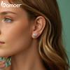 BAMOER 925 Sterling Silver Bow Heart Shaped Shell Pearl Stud Earrings, Minimalist Cute Studs for Women Fashion Jewelry Gift