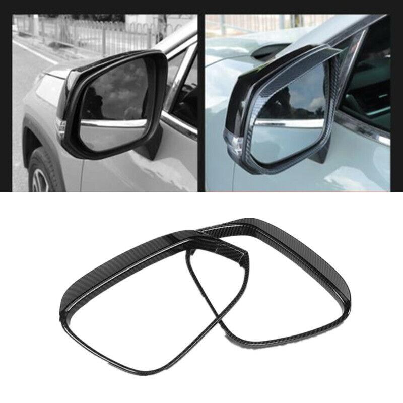 Carbon Fiber Rearview Mirror Rain Eyebrow Cover Trim For Toyota RAV4 2019-2022