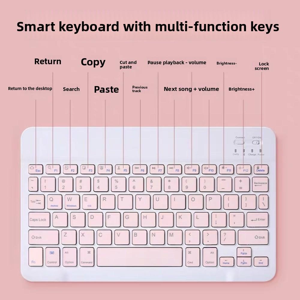 10 Inch Wireless Keyboard Mini Portable Keyboard Ultra Thin Bluetooth Keyboard Tablet