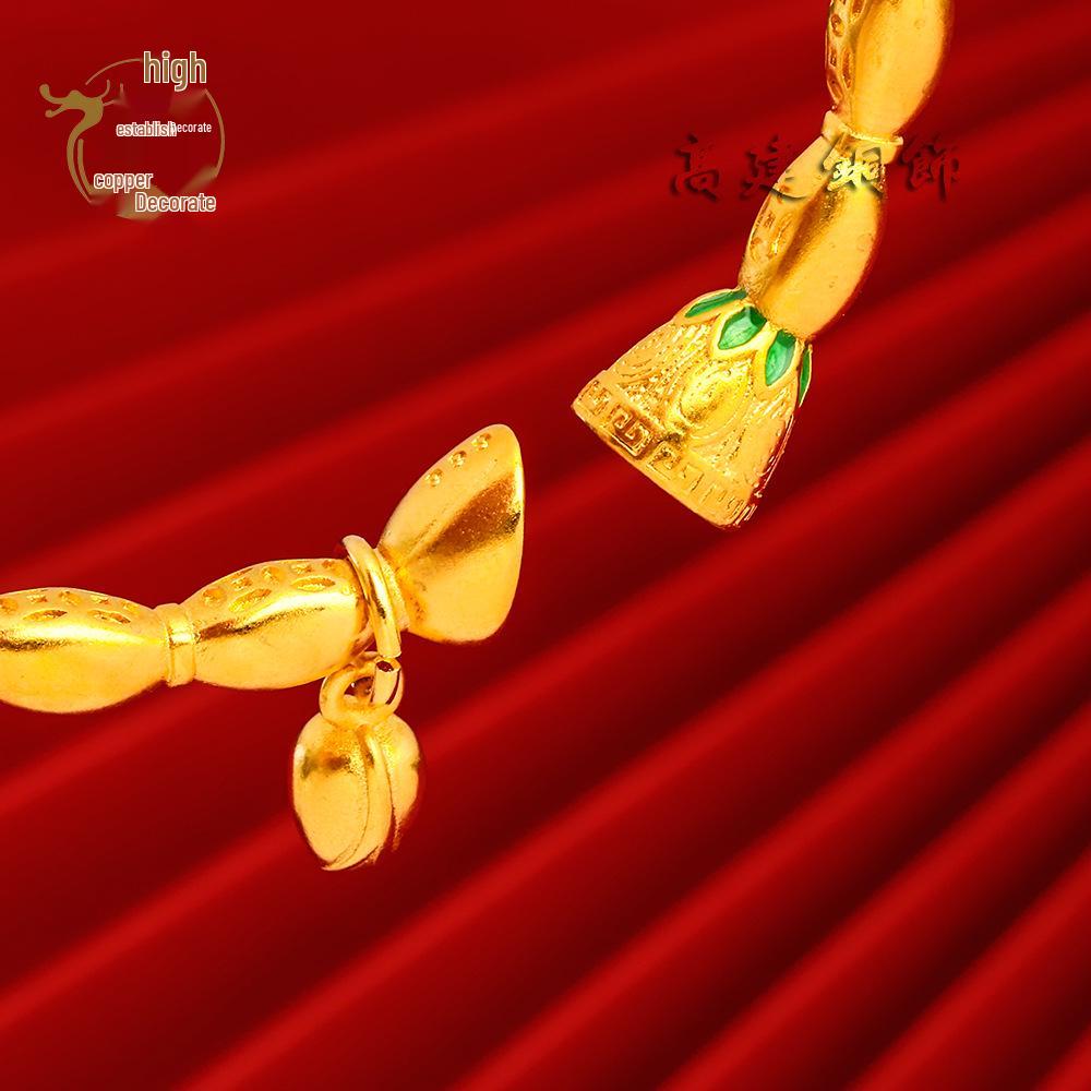 Vietnam Lotus Root & Pod Bangle with Gold-Plated Brass, Enamel Meander, Copper Coin, and Lotus Flower Design for Women.