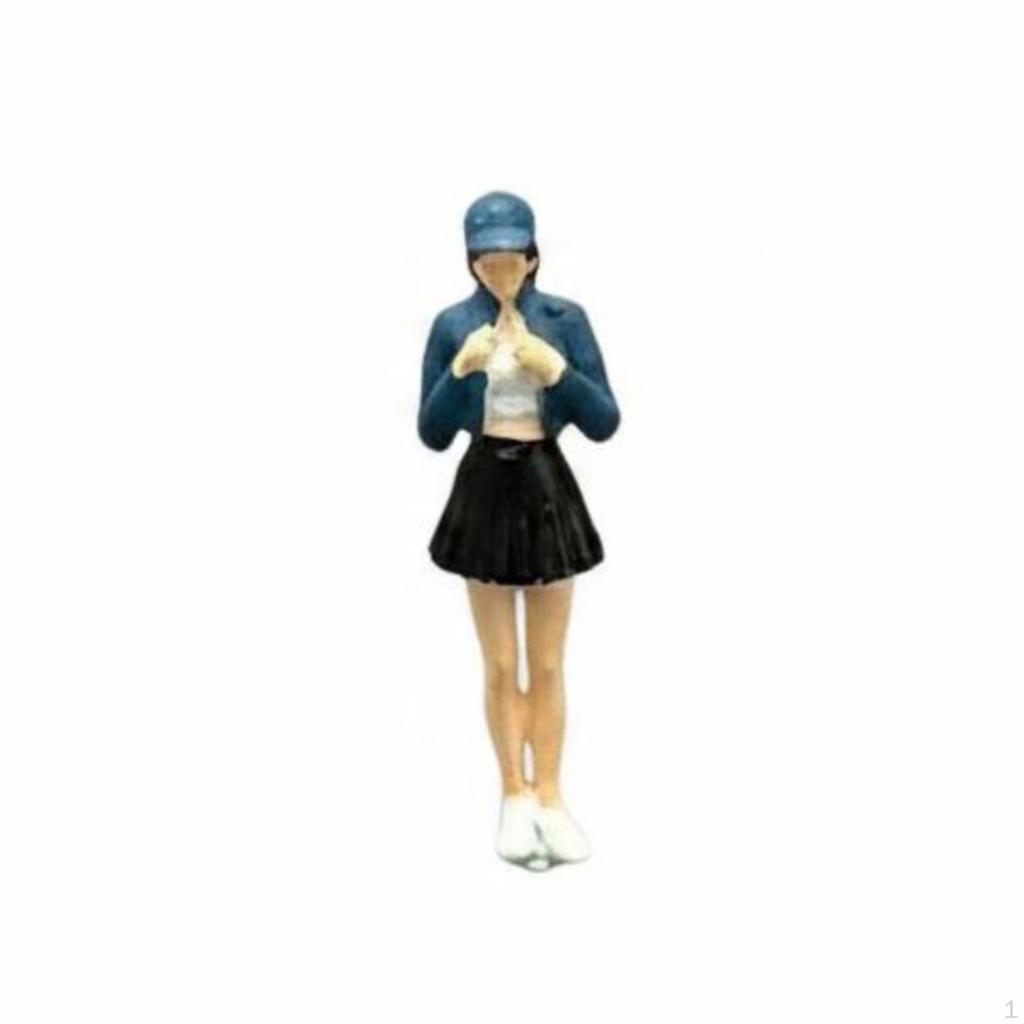 1/64 scale Miniature short skirt Woman Figurine Realistic Details Painted Resin Workmanship