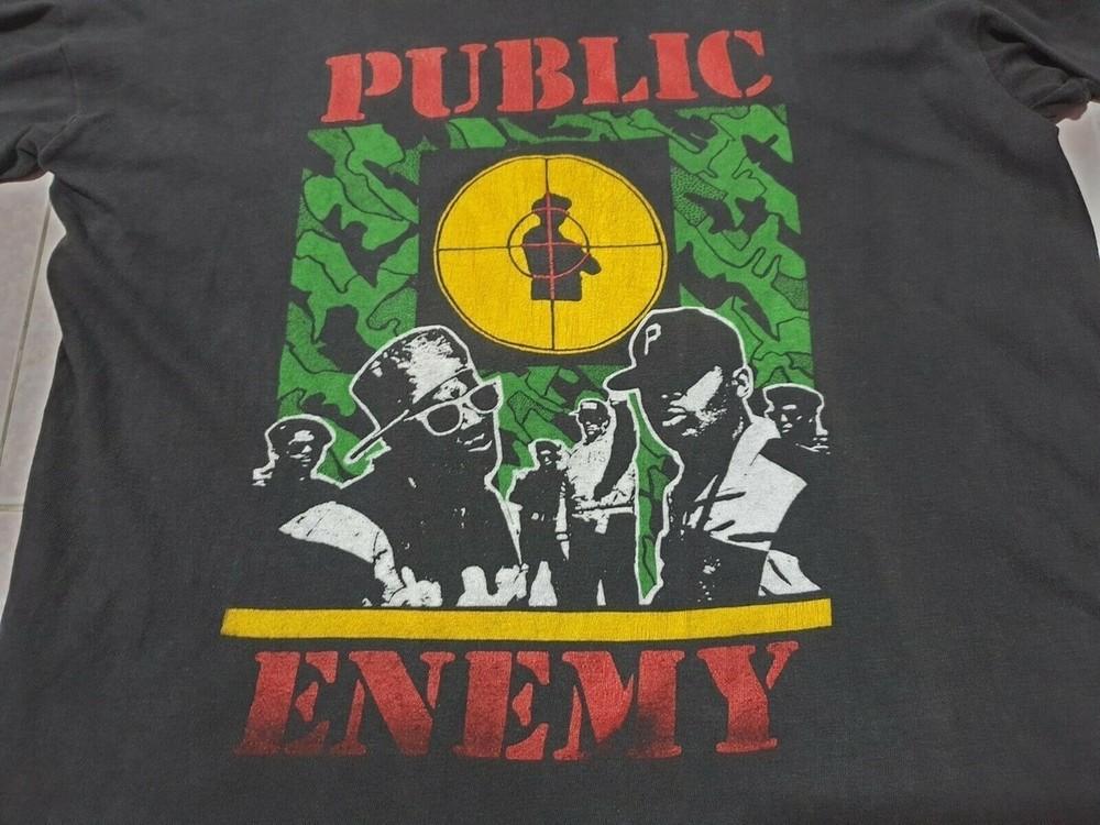 Vintage Public Enemy Hip Hop Group Cotton Black All Size Unisex Tee 21D686 Unisex T-Shirt L