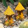 Fuuny Resin Tree House Solar Decorative Lights Small House Ornaments Outdoor Garden Garden Balcony Patio Decoration Lawn Lights