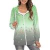 Women Fashion Loose Casual Thin Zip Up Hoodie Jacket Drawstring Printed Long Sleeve Sweatshirts Autumn Winter Female Blouse