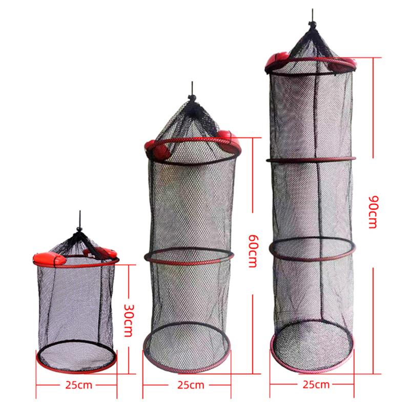 Portable Mesh Crab Fishing Net Crayfish Lobster Shrimp Trap Foldable Fish Cage Woven Fish Basket Network Trap Cage Tackle