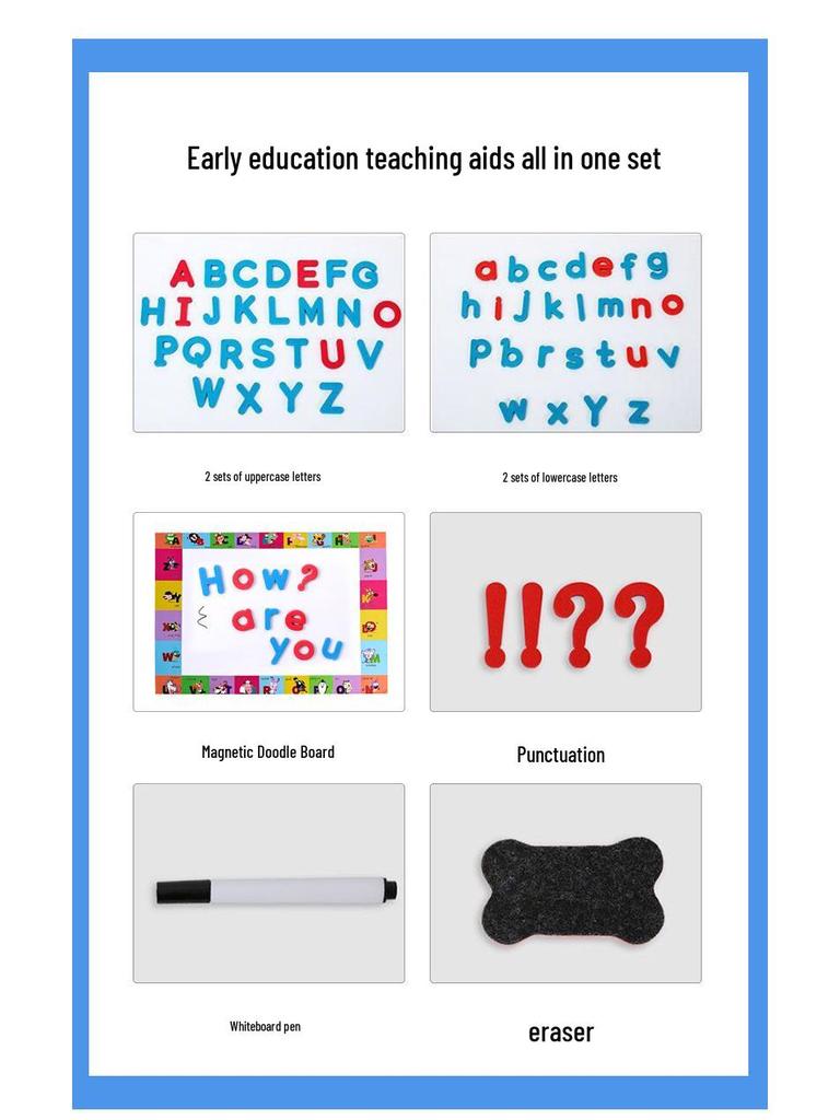 English Alphabet Magnet Tiles: Uppercase & Lowercase Letter Stickers for Kids' Education