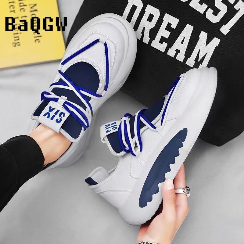 Autum New Leather Men Chunky Sneaker Designer Casual Running Shoes Fashion Street Wear Microfiber Leather Slip on Workout Shoes
