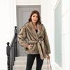 Long Faux Fur Coat Women Autumn Winter Large Jacket Overcoat Turn Down Collar Pockets Luxury Thick Coat Warm Jackets Maxi Coats