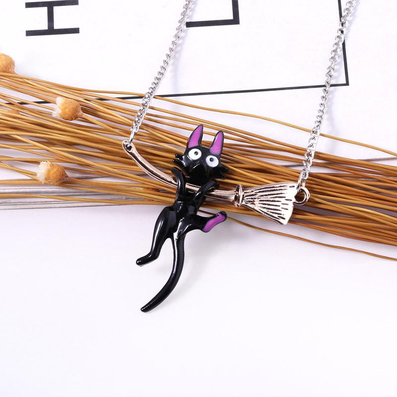 Delivery Kikis Service Naughty Black Cat Broom Necklace For Anime Gift Fans