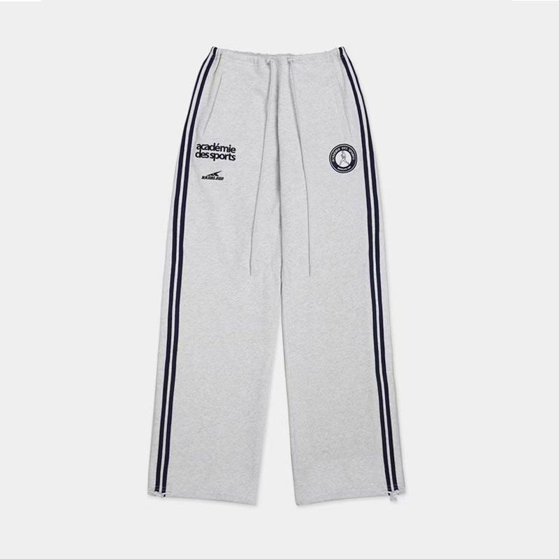

South korea Badblood American Gyaru Pants Loose Trousers Stripe Drawstring Ankle-Tied Sweat pants Casual Wide-Leg Pants Gray XS