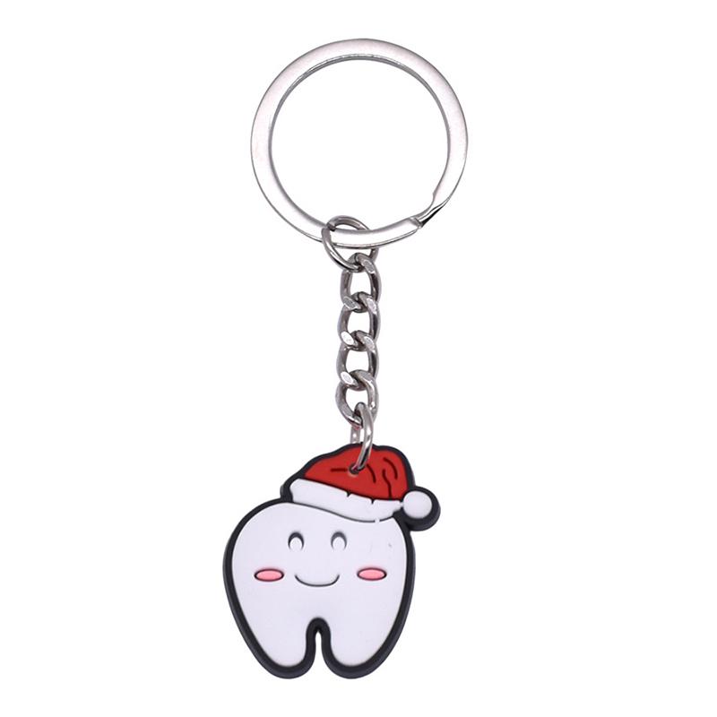 10 Pcs Dental Tooth Shape Model Simulation Keychain  Keyring Cartoon Lovely Girls Kids Gift Pendant Teeth Key Chain