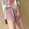 Women Summer Jogging Sports Solid Color Drawstring High-Waisted Wide-Leg Casual Shorts Pants