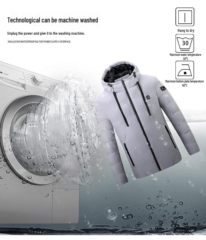 Heated Cotton Coat: Smart Electric Hooded Winter Jacket for Men