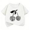 Girls Stylish Cherry T Shirts Short Sleeve Kids Childrens Tshirt Girls Summer Spring Casual Top Tee Shirt