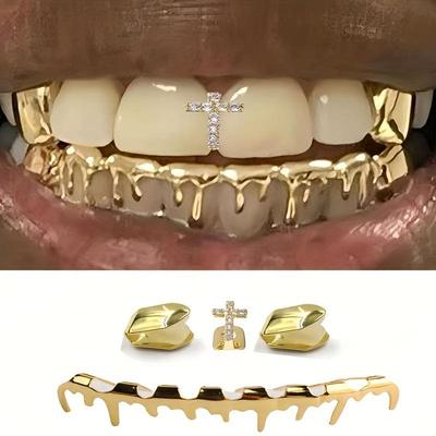 Set de Grillz Hip Hop Gota de Agua Ocho Dientes Euro-Americano - Accesorios de Escenario de 5 Piezas