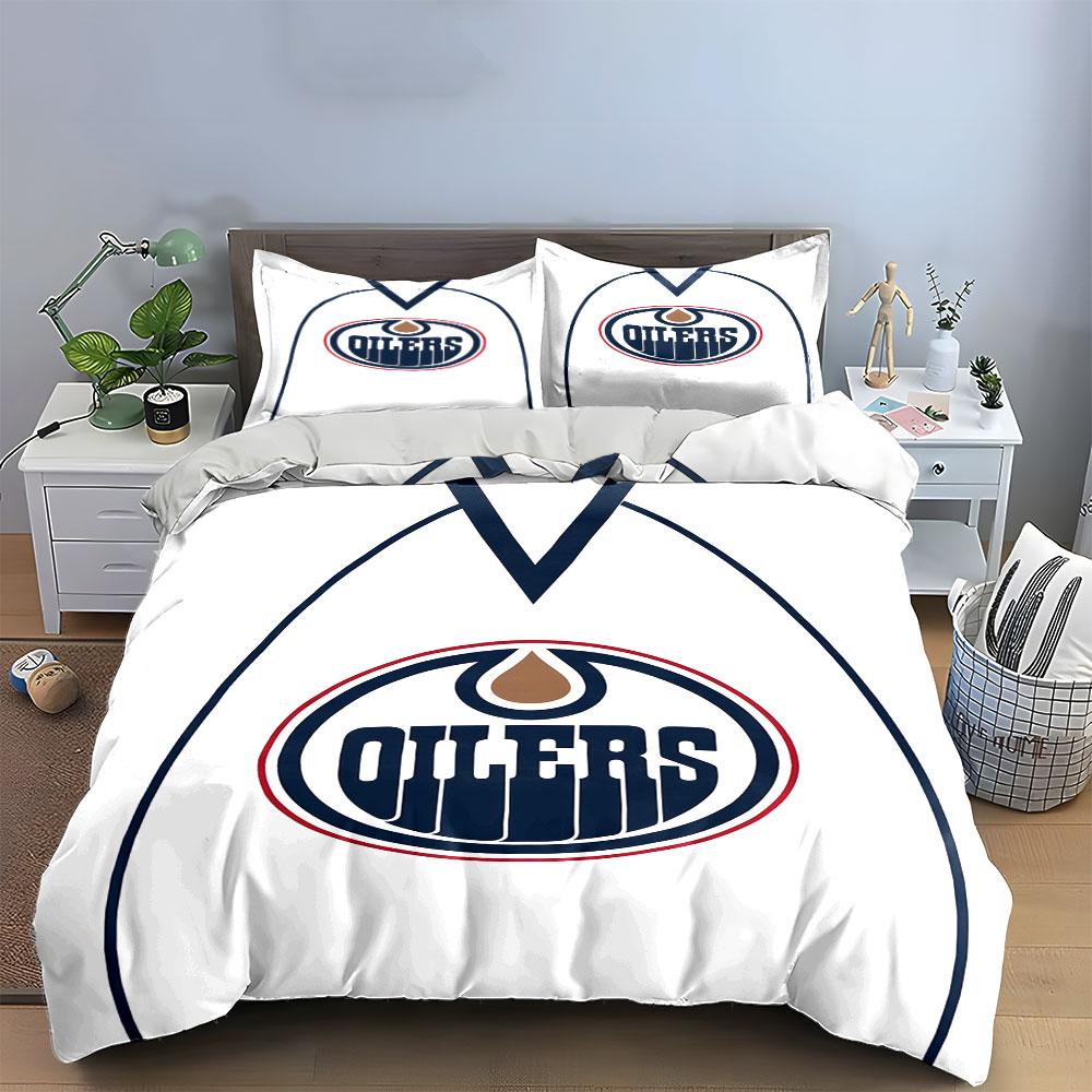 "Oilers Logo Bed Set Design" Print Bedding Set Duvet Cover Pillowcases (1* Duvet Cover 2* Pillowcases Do Not Include Comforter)