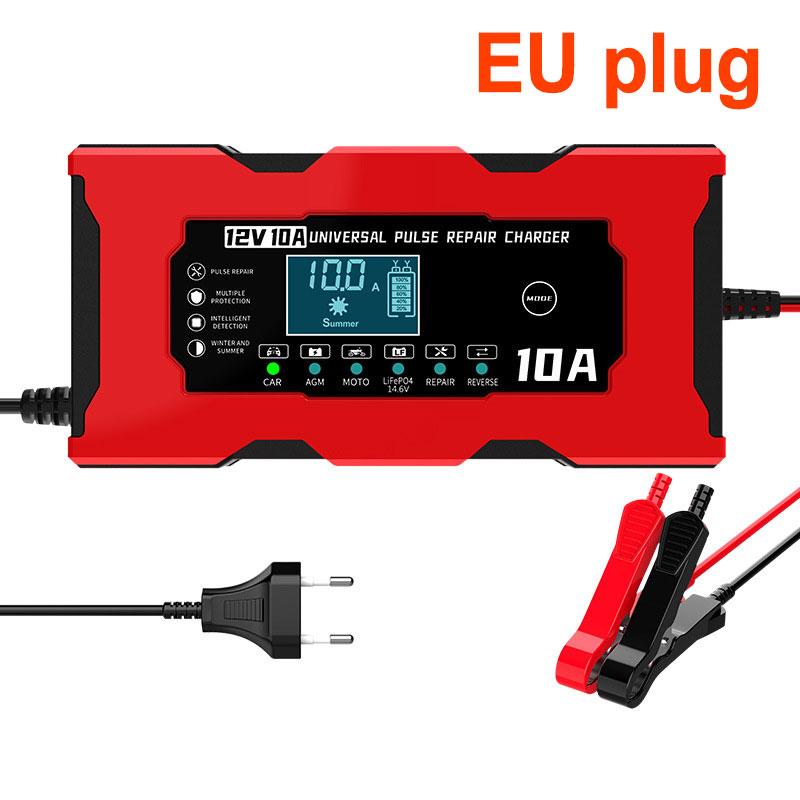 12V 10A Car Battery Charger Smart Battery Charger For Lifepo4 Lead Acid AGM GEL PB Lithium Battery Pulse Repair LCD Display
