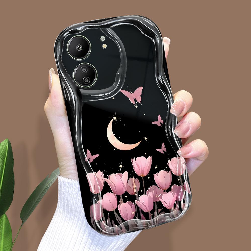 Cute Cartoon Pattern Cream Texture Casing Wavy Edge Soft Silicone Cover Phone Case for Xiaomi Redmi