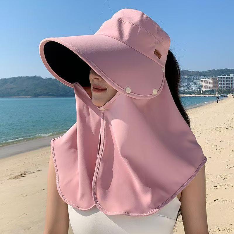 Women Anti UV Sunshade Shawl Cap Detachable Wide Brim Visor For Outdoor Sports Beach Travel Accessory
