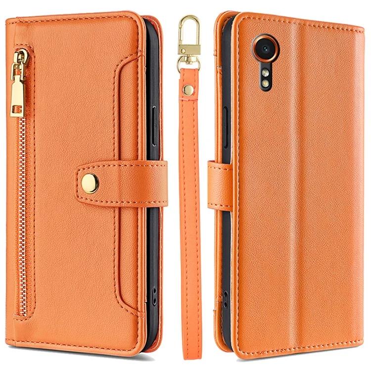 

For Samsung Galaxy Xcover7 Wallet Case Shockproof Leather Phone Cover with 2 Straps