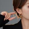 Three-layers Hollow C-shaped Women's Drop Earrings Gold Curved Metal Dangle Earrings Silver Geometry Ear Jewelry