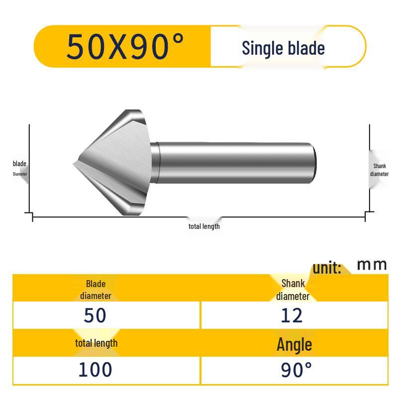 M35 Cobalt Countersink, Straight Shank, Single-Edge, 3-Flute, 90° Deburring Tool