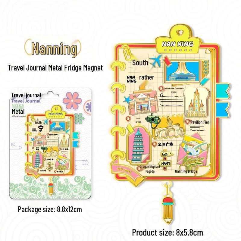 Nanning 3D Wooden City Refrigerator Magnet – Creative Kitchen Souvenir Gift