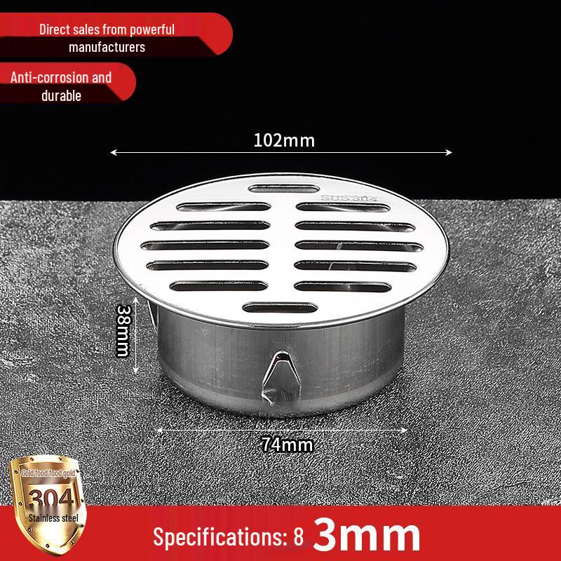 Non-Clogging Stainless Steel Floor Drain with Large Capacity & Direct PVC Insertion for Outdoor Use