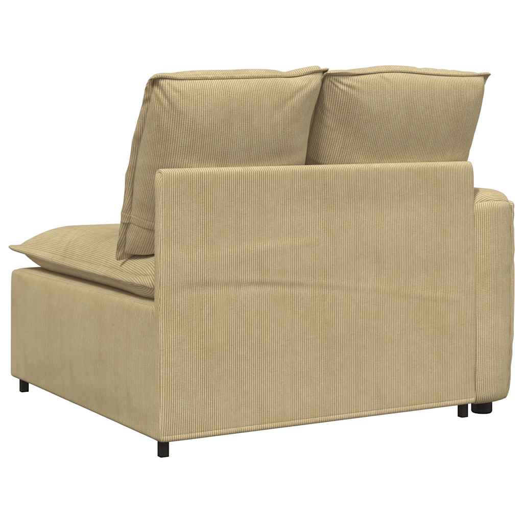 Modular Sofa End Module with Armrest and Cushions Gray Green 100 Cm