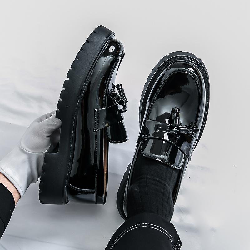 Spring Brand New Men Thick Soled Flowing Su Loafers Shoe Fashionable British Style Men Comfortable Business Dress Leather Shoes