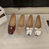 Flat-bottomed French red bow single shoes women's shoes 2025 new spring and autumn ballet with skirt evening shoes