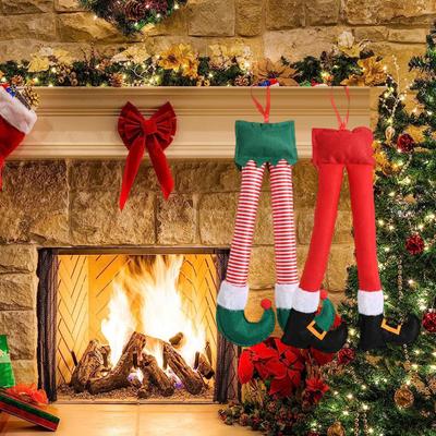 Yousheng Christmas Elf Leg Decoration Car Trunk Plush Elf Santa Leg Pendant Xmas Tree Hanging Ornament for Rear Side Window Tree Decor