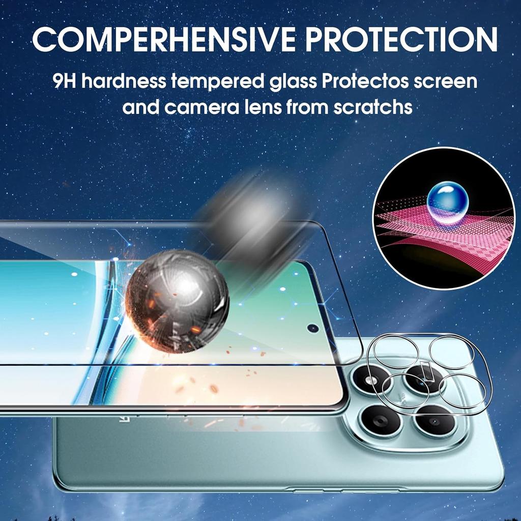 Pachet 4-în-1 [2+2 Bucăți] Sticlă Călită Protector Ecran Curbat 3D + Folie Protecție Lentilă Cameră HD pentru Xiaomi POCO M8 Pro 5G M8 5G Redmi Note 15 4G 5G Note 15 Pro+