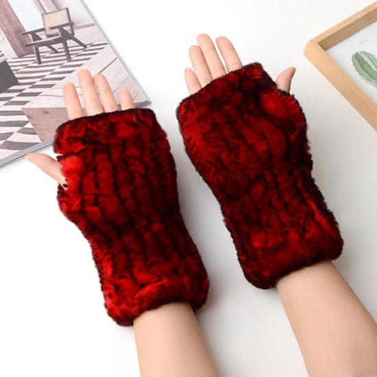 Neue Frauen 100% Echt Echte Gestrickte Rex Kaninchen Pelz Fäustlinge Winter Warme Dame Echtpelz Fingerlose Handschuhe Handgemachte Stricken Pelz handschuh