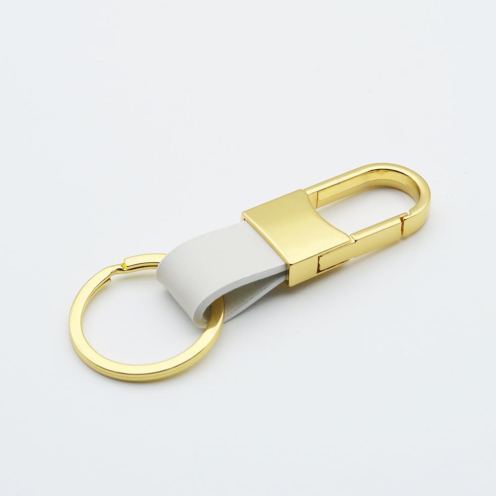 Men's Genuine Leather Car Keychain with Zinc Alloy Waist Clip and Customizable Laser Logo